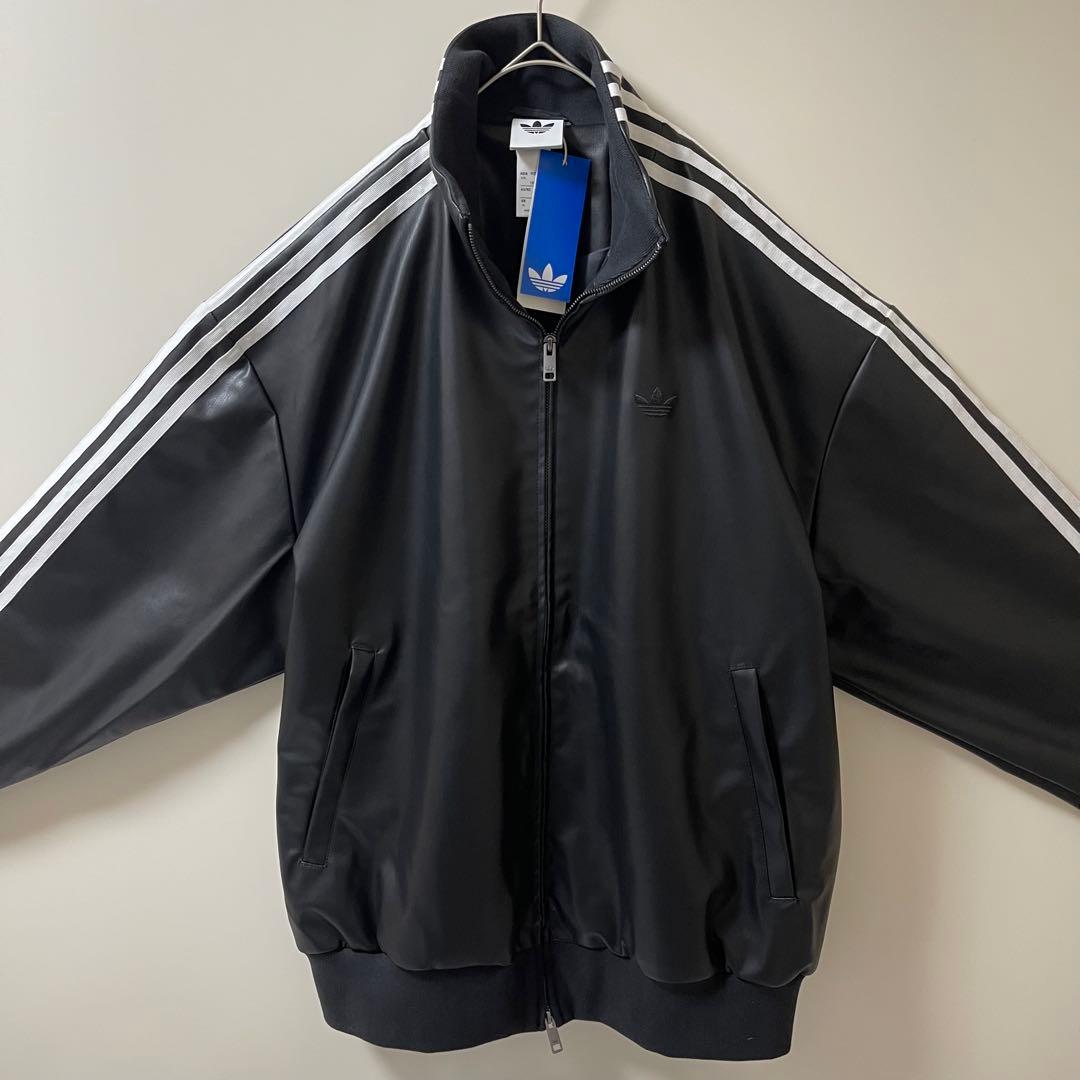 新品2XL】窪塚洋介 アディダス フェイクレザージャケットトップ プレザー3S黒