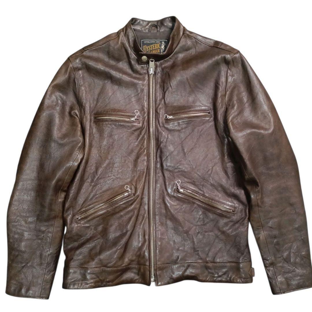 HYSTERIC GLAMOUR ラムレザー シングルライダース L　ブラウン