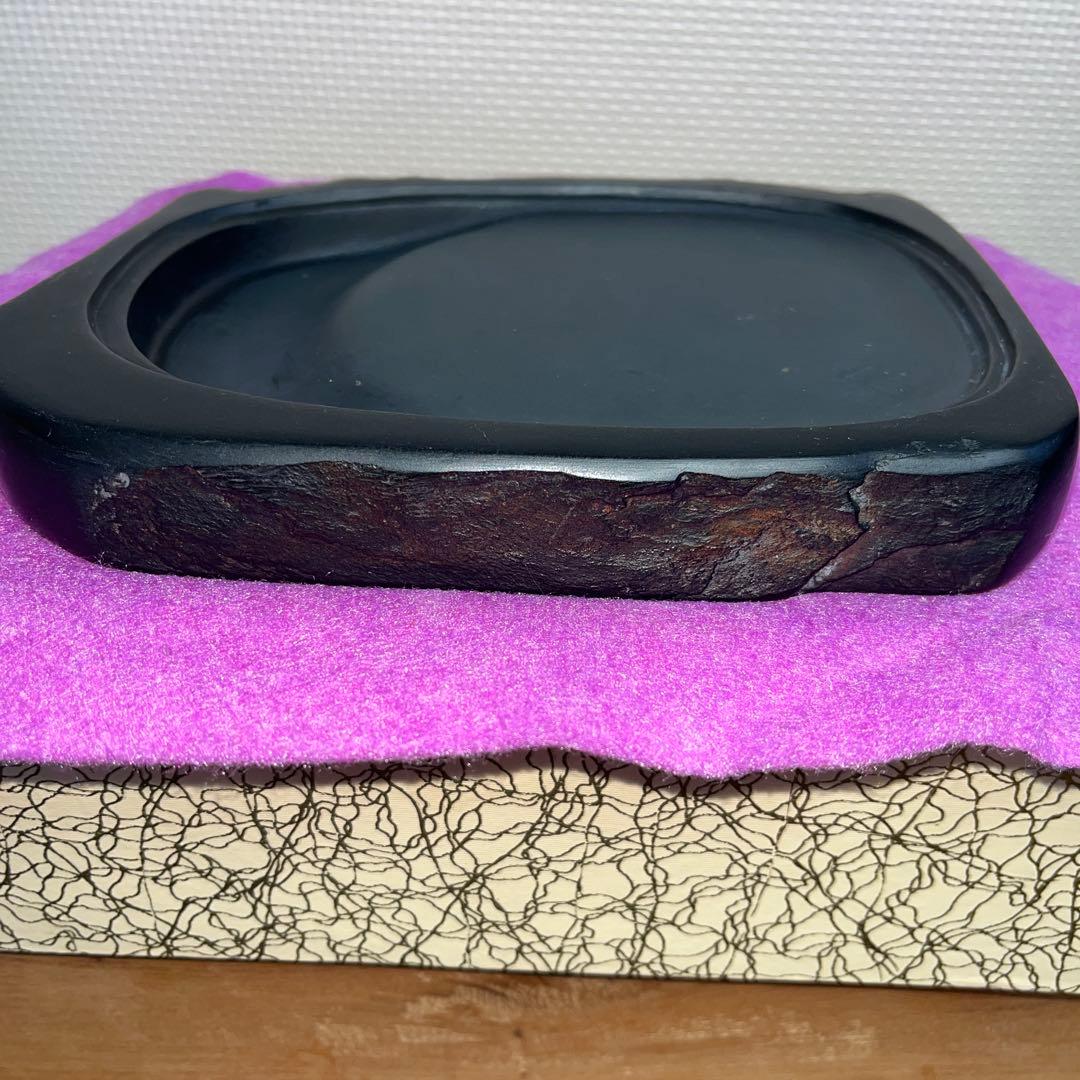 ⭕️土佐硯　石蓋付き天然硯　三原硯製作所　蓋が荒々しい　大型硯　大作用