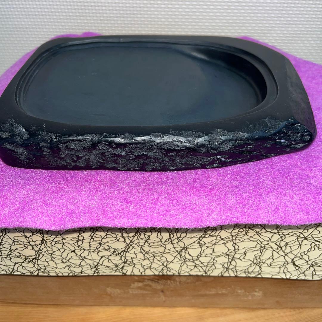 ⭕️土佐硯　石蓋付き天然硯　三原硯製作所　蓋が荒々しい　大型硯　大作用