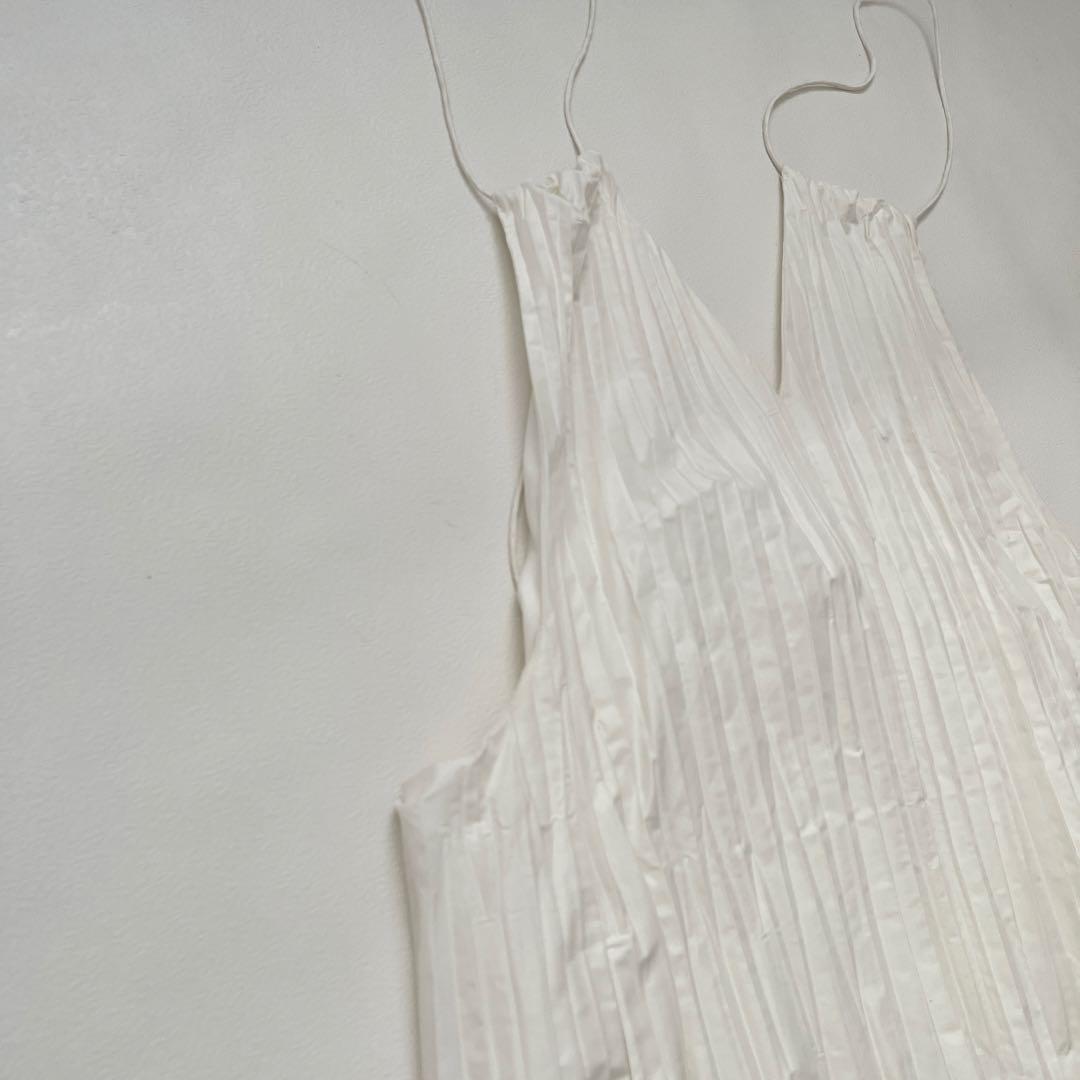 ETRE TOKYO　エトレトウキョウ　ワッシャープリーツ　キャミワンピース　白