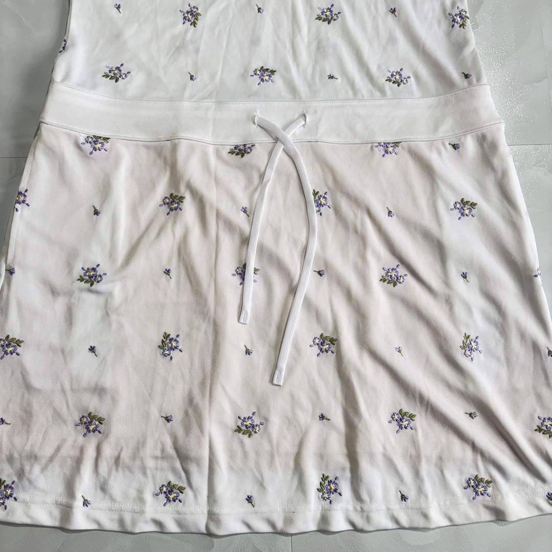 新品 マリクレールSPORTゴルフウエア 花柄 刺繍ワンピース 冷感 M