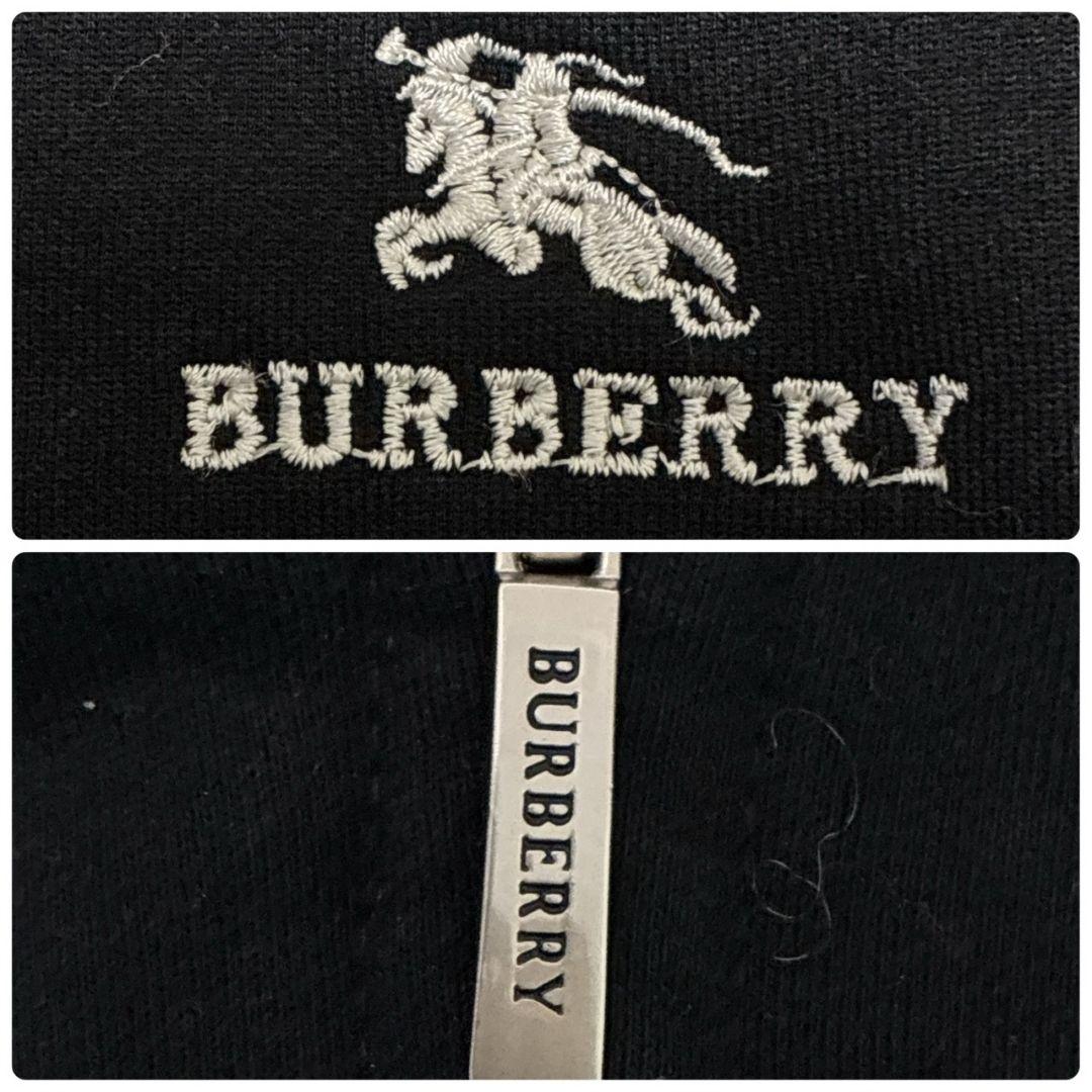 美品✨バーバリーロンドン パーカー ノヴァチェック ハーフジップ 刺繍ロゴ 黒