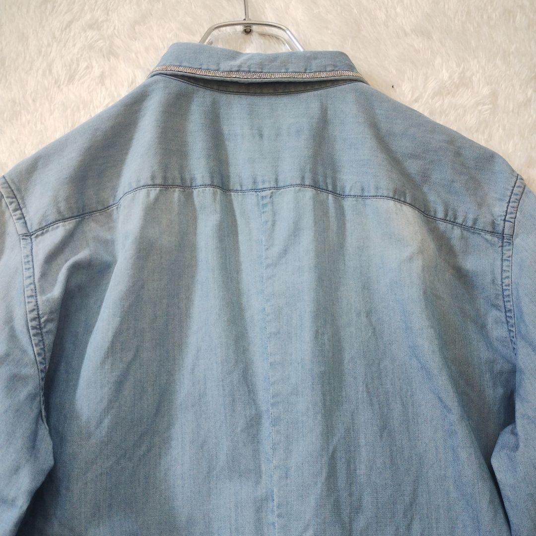 希少★ファビアナフィリッピ　モニーレ　ダンガリー長袖ワンピース　青　カシミヤ混