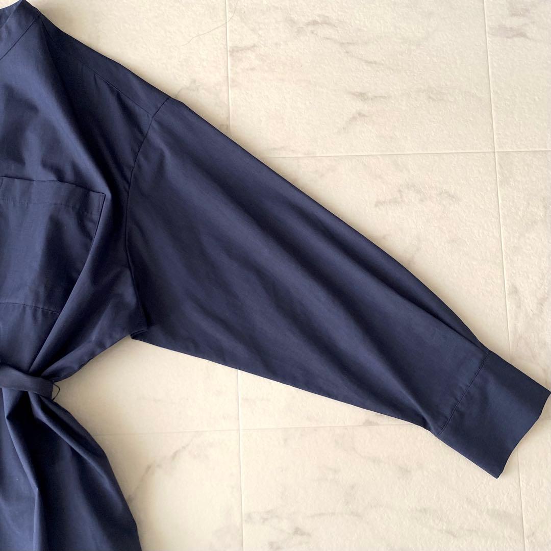 2025.美品.定価3.3万☆アンタイトル 洗える シャツワンピース 紺 44