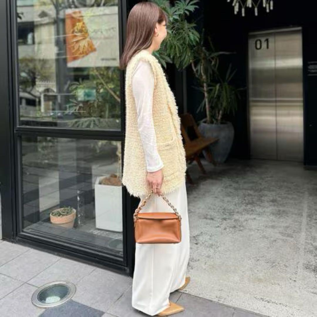 美品 ノーリーズ 金ボタン ツイードジレ ベスト 38サイズ 定価2.3千円