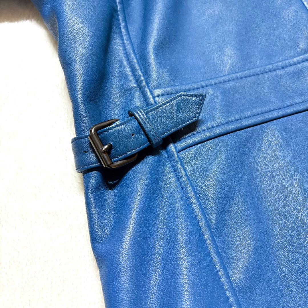 AVIREX M レザージャケット 青 ブルー シングル ライダース