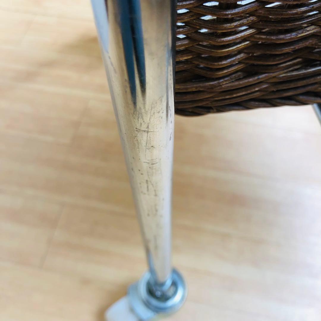 《 ビンテージ ワゴン 》ラタン籠 取っ手 インダストリアル 無垢天板