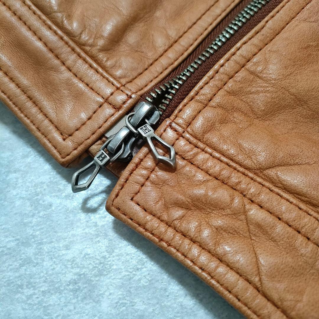 Haruf ハルフ シングルライダース レザージャケット 羊革 オイルレザー M