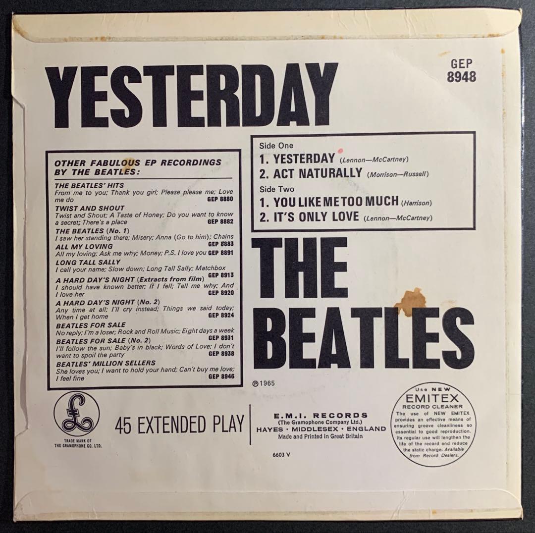 The Beatles / Yesterday UK盤7\"オリジナルEP