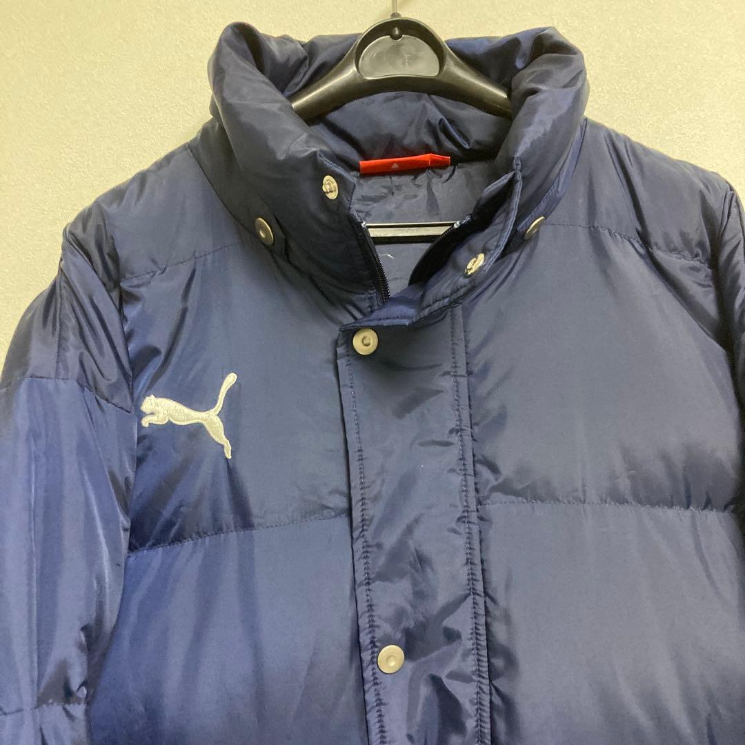 【極暖】PUMA プーマ ダウンコート ベンチコート XL相当 刺繍ロゴ 紺