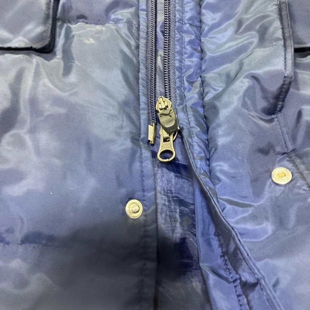 【極暖】PUMA プーマ ダウンコート ベンチコート XL相当 刺繍ロゴ 紺