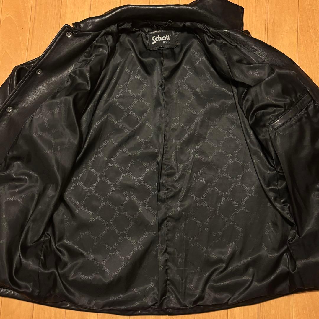 【美品】Schott レザーコーチジャケット L レザージャケット 羊革 革 黒