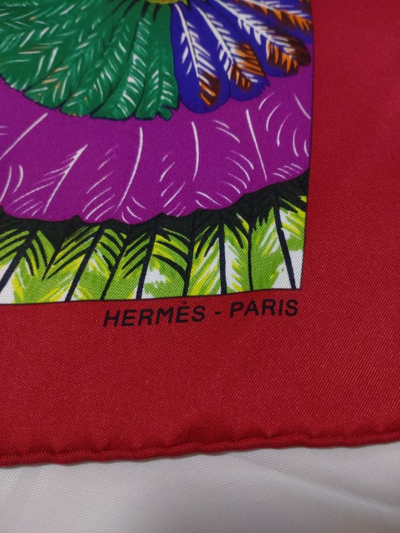 【正規】HERMESカレ70 BRAZILブラジル レッド✖マルチカラー シルク