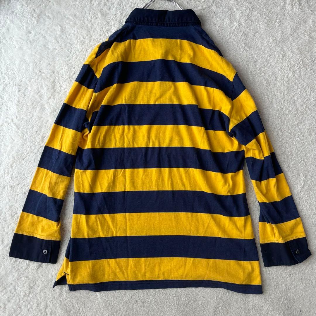 バーバリーブラックレーベル　大きいサイズ　ラガーシャツ　ボーダー　メンズロゴ刺繍
