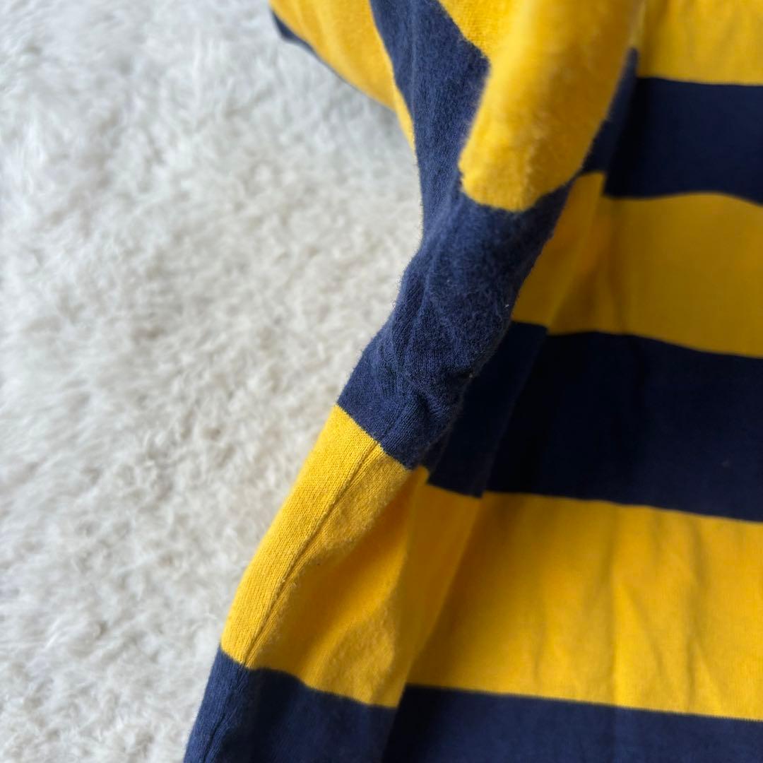 バーバリーブラックレーベル　大きいサイズ　ラガーシャツ　ボーダー　メンズロゴ刺繍