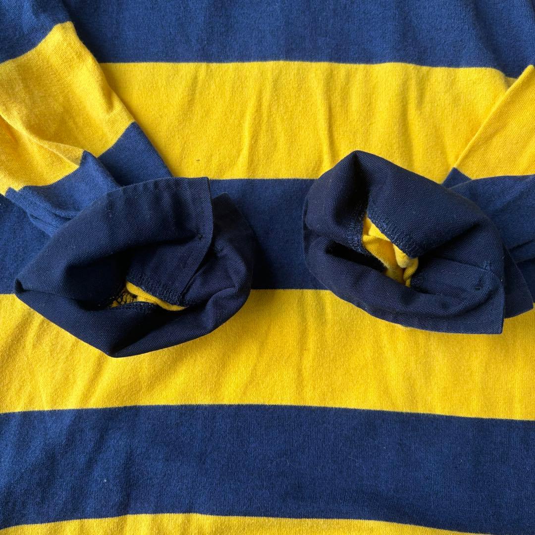 バーバリーブラックレーベル　大きいサイズ　ラガーシャツ　ボーダー　メンズロゴ刺繍