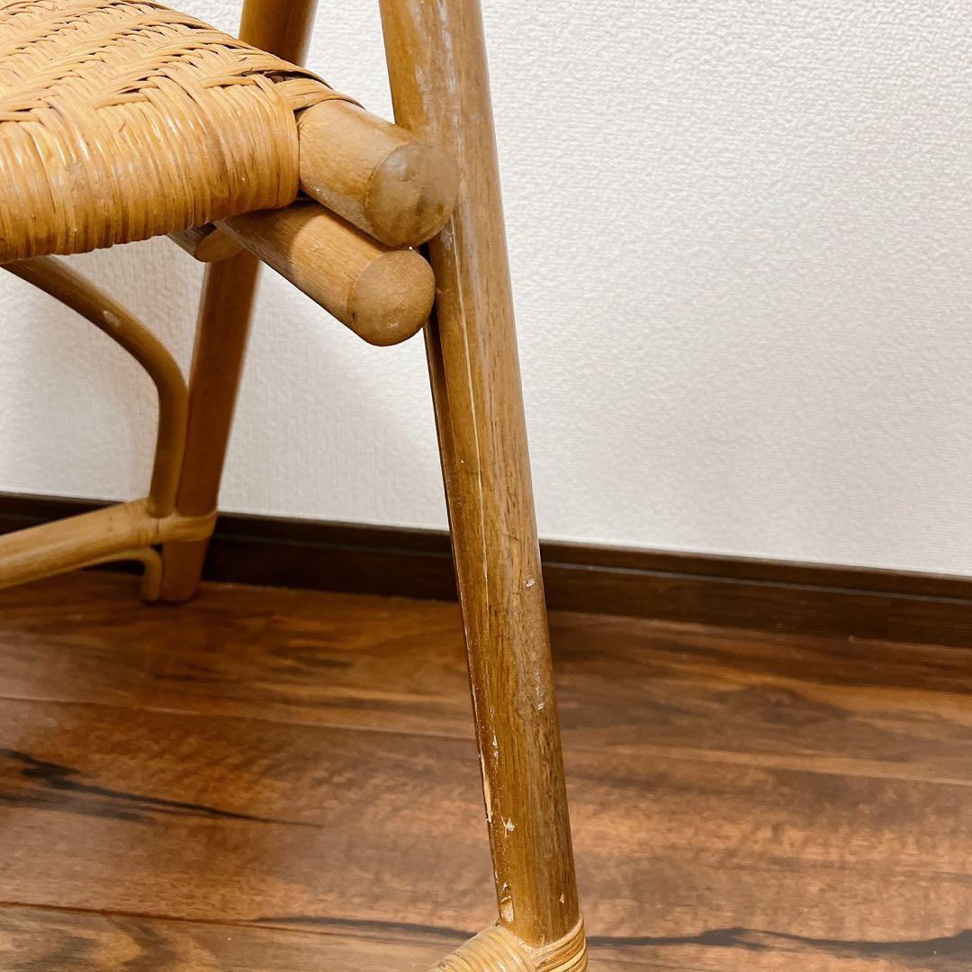ラタン 折りたたみ椅子 2脚セット 籐家具フォールディングチェア 昭和レトロ椅子