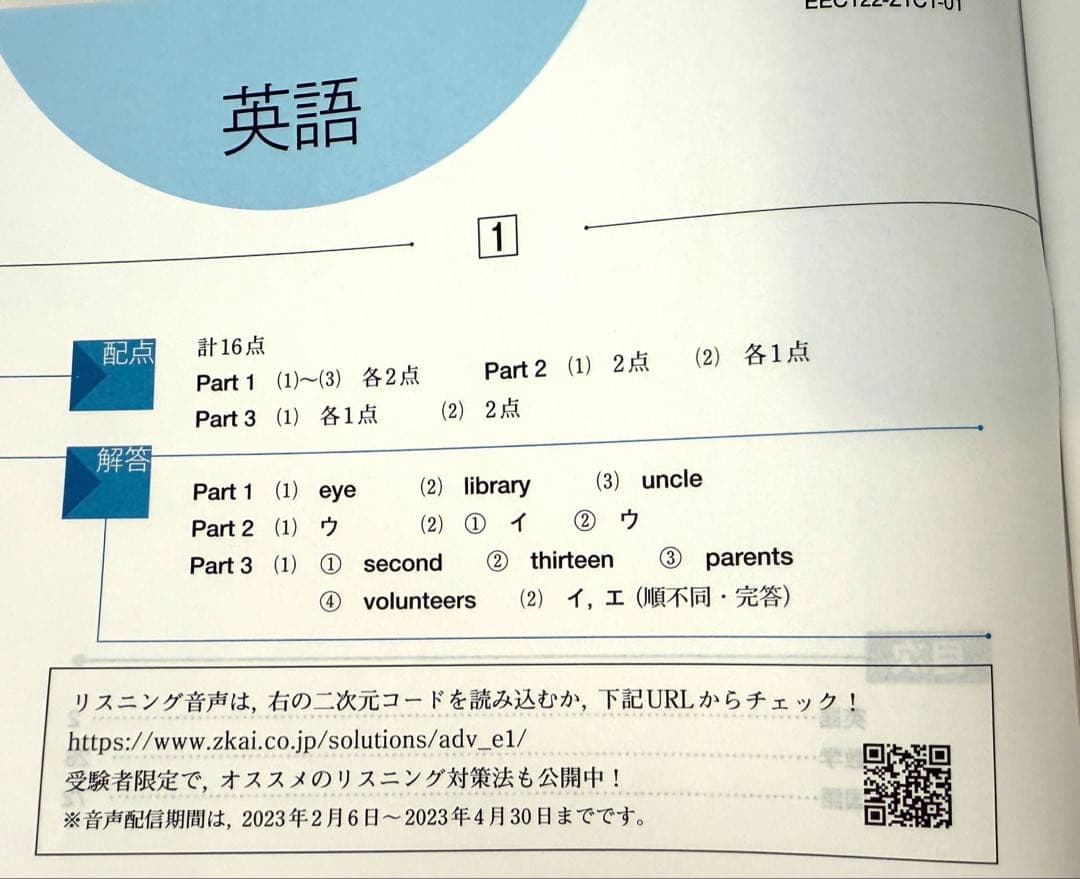 Z会アドバンスト中学実力テスト（中1）　2022年度分