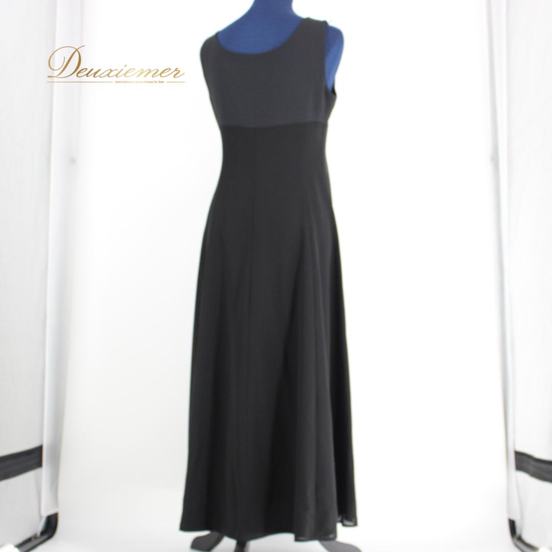 【社交ダンス衣装】ワンピース ドレス ツーピース maie 黒 長袖 袖なし