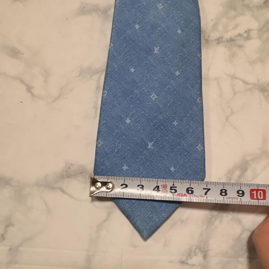 【訳あり】ルイ・ヴィトン　ネクタイ　ブルー　デニム　モノグラム