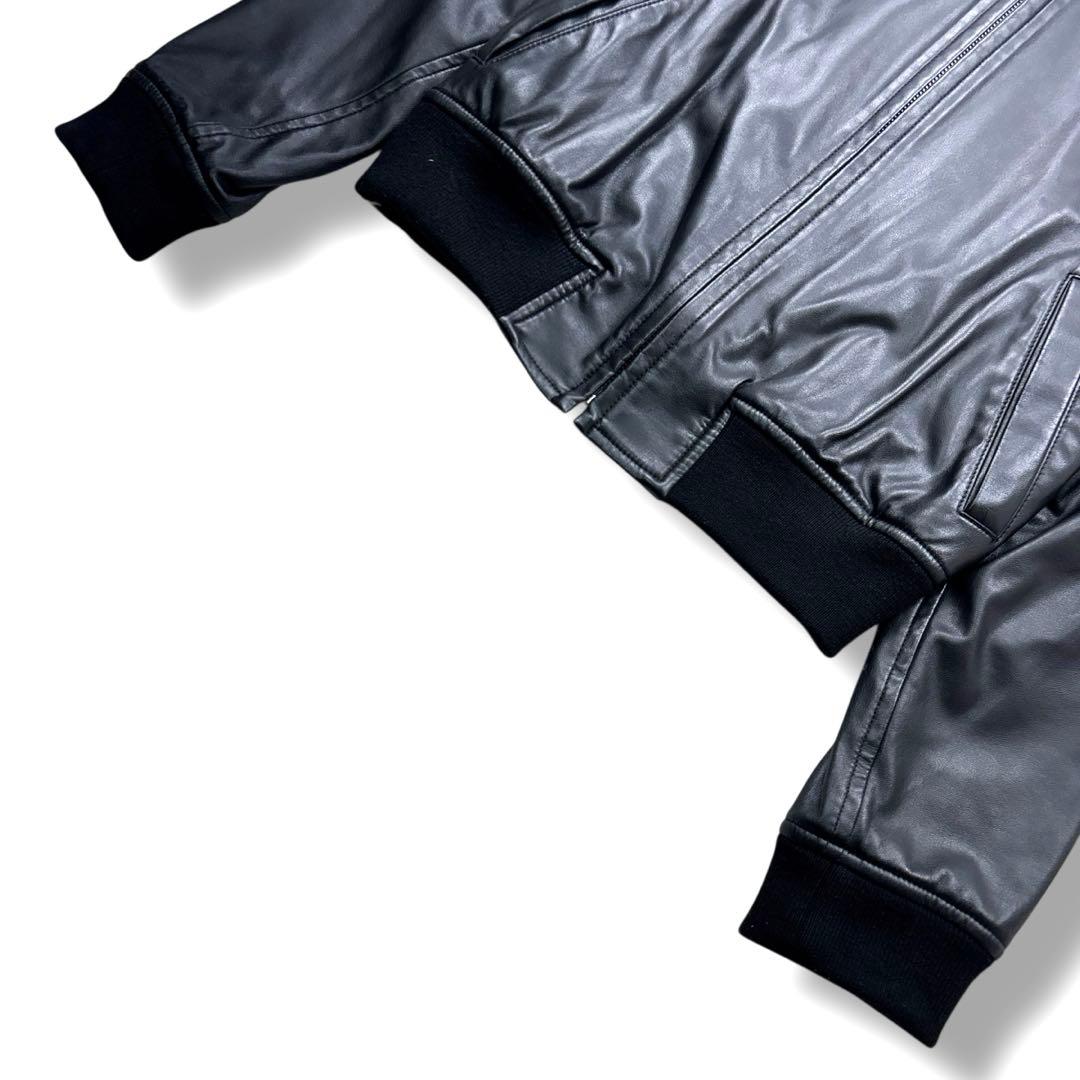 ブラック コムデギャルソン フェイク レザー ジップ ブルゾン M 黒 メンズ