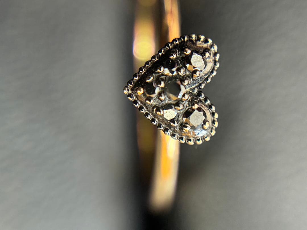 ageteアガット K10 ハートブラックダイヤリング