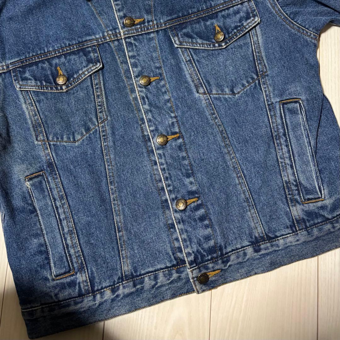 【希少】 90s オールドユニクロ　デニムジャケット　レザーパッチ Gジャン Ｌ