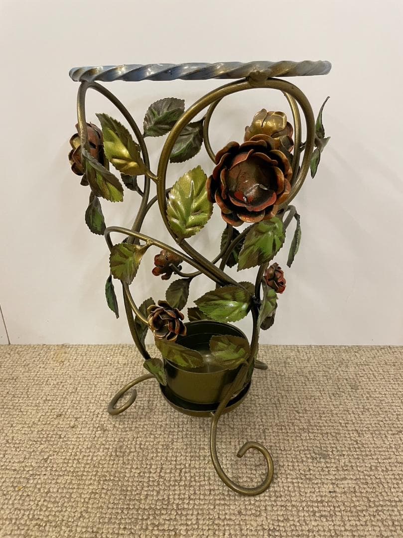 イタリア製 ローズ 傘立て ハンドペイント アンブレラスタンド 輸入 玄関 鉄