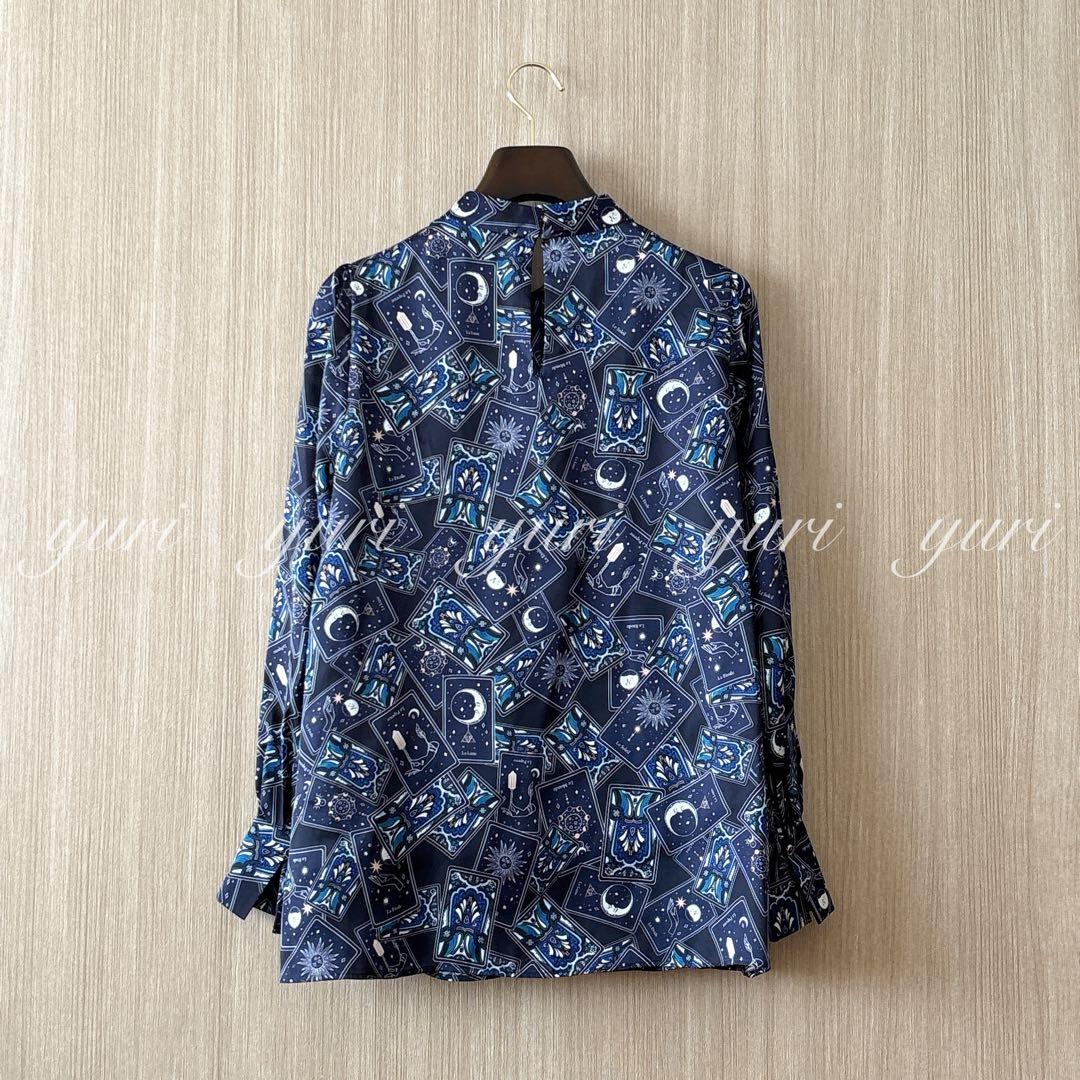 【1331】新品　アナイ　タロットプリントスタンド ブラウス　濃紺　38