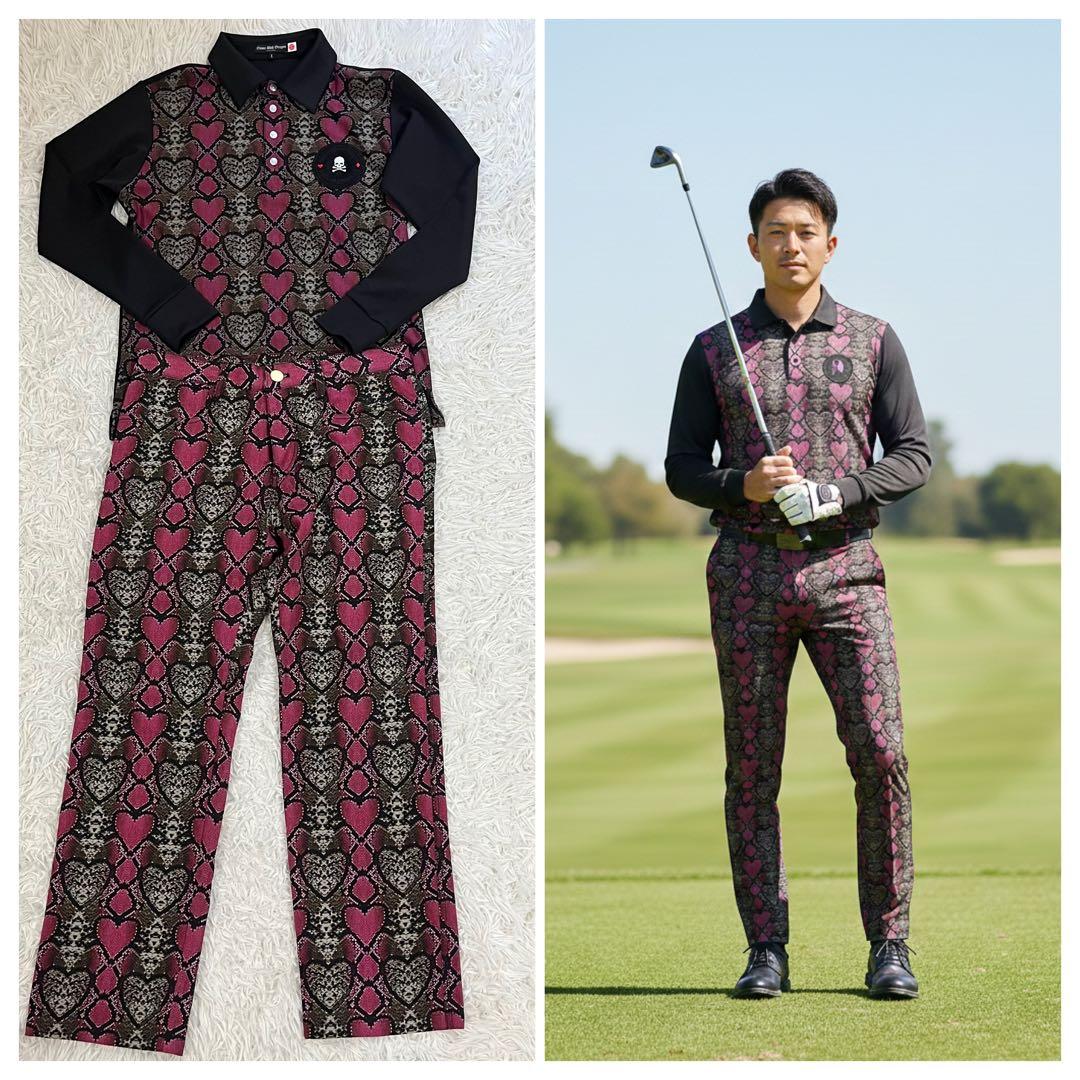 【美品】DANCE WITH DRAGON セットアップ 総柄 M パイソン柄