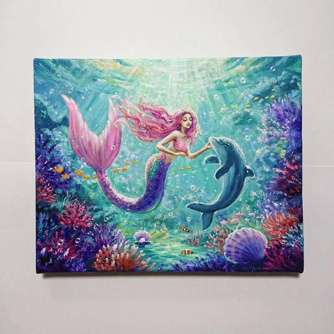 【Princess】アクリル画 F3 風景画 絵画