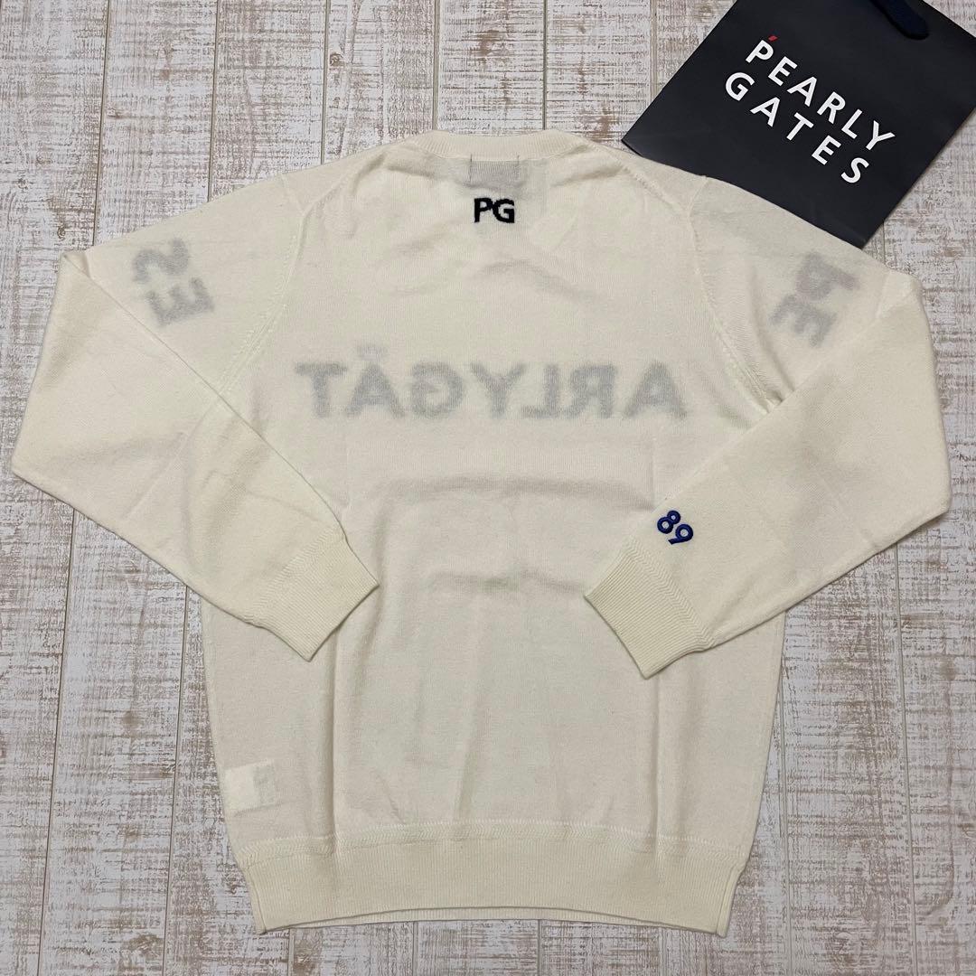 新品 パーリーゲイツ ニット カシミヤ 王冠ロゴ ホワイト Lサイズ（5）