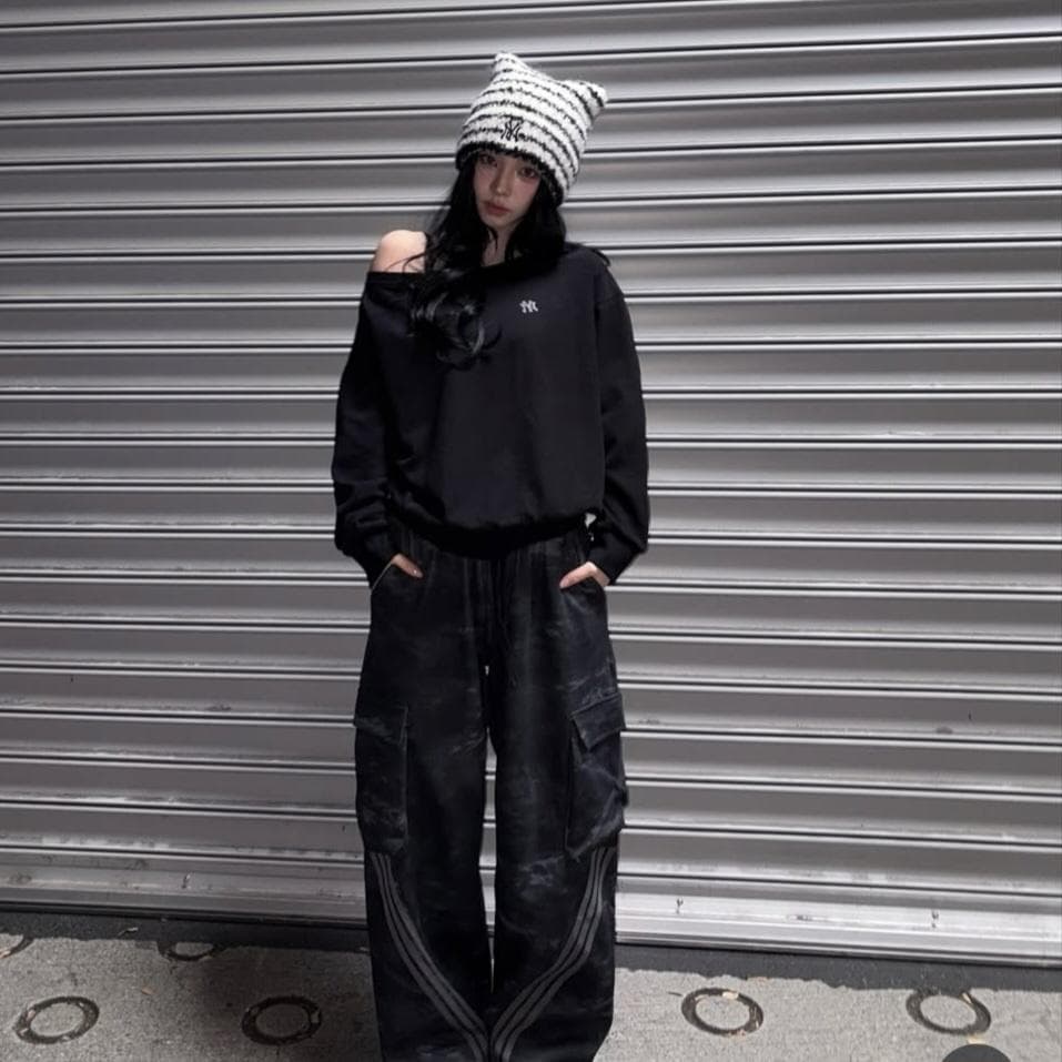 話題沸騰 MLB Korea 白黒 ビーニー 猫耳 韓国 カリナ ギョンミン着用