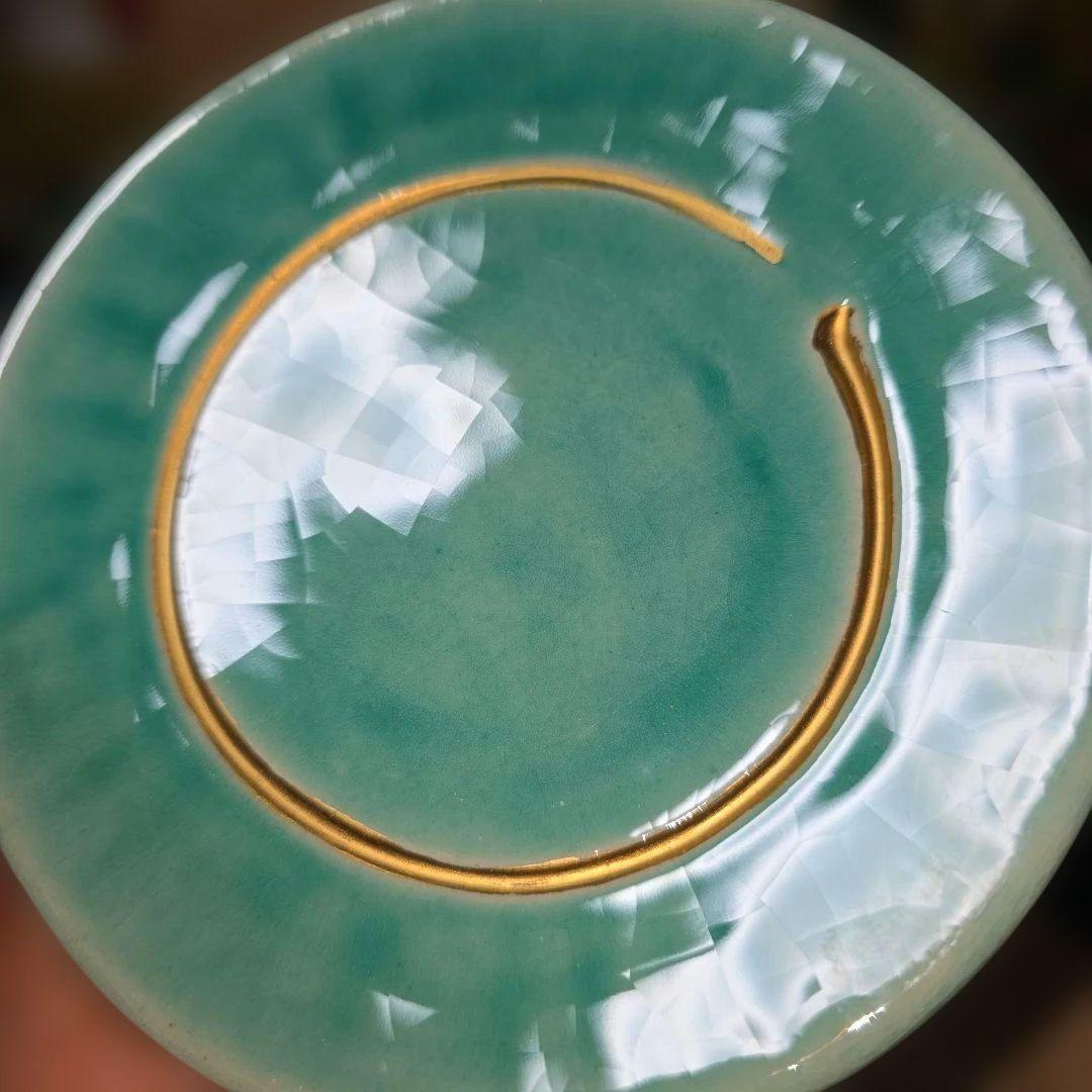 京焼　川崎和楽作　和楽造　　金彩　円相　五彩　銘々皿　5枚　茶道具/菓子器