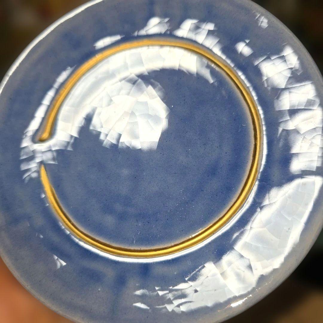 京焼　川崎和楽作　和楽造　　金彩　円相　五彩　銘々皿　5枚　茶道具/菓子器