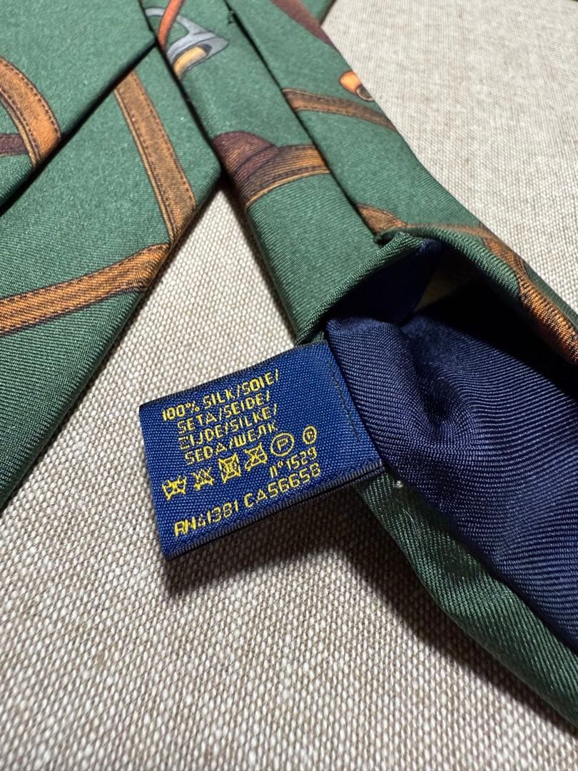 Ralph Lauren／ヴィンテージプリントタイ／グリーン／Italy製