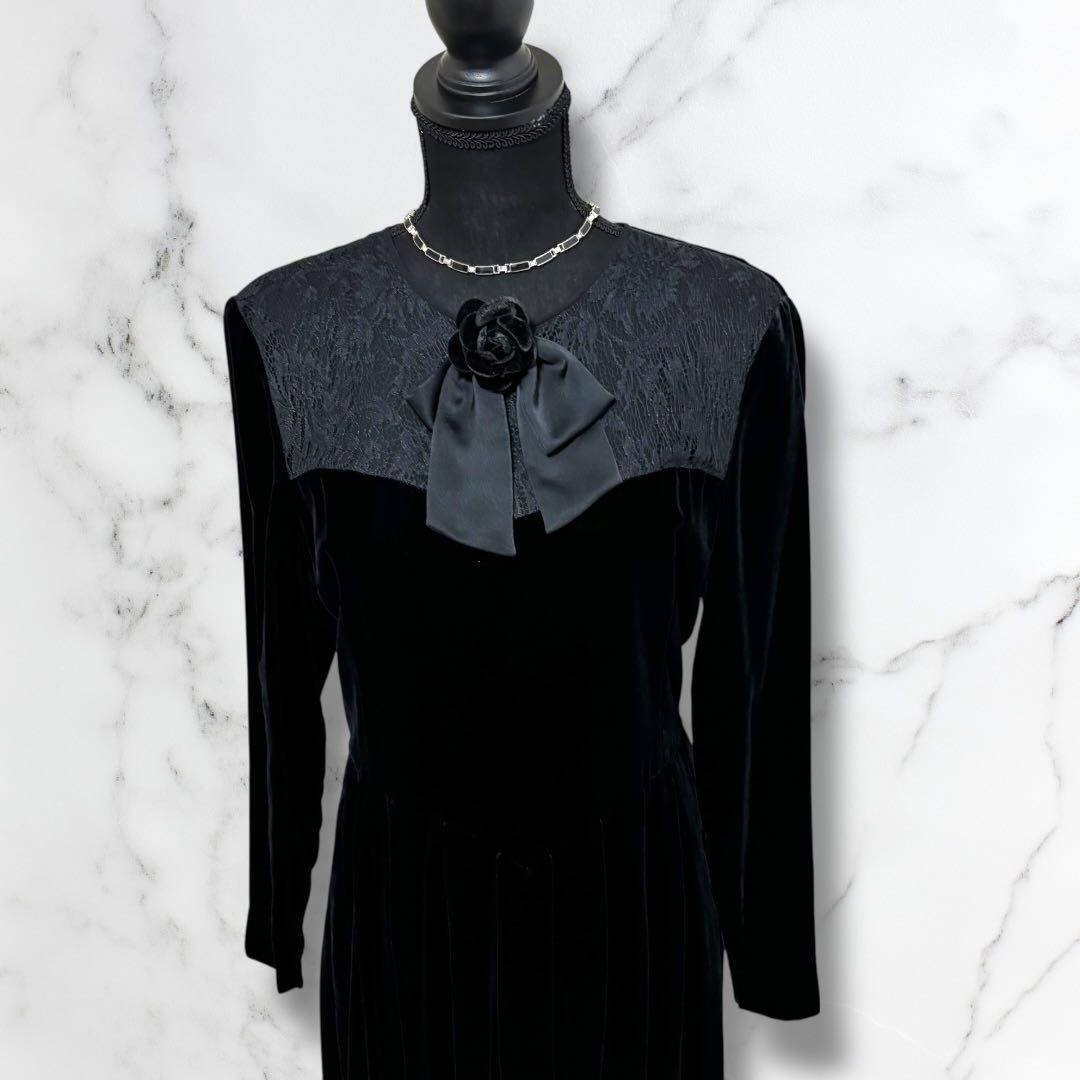 VIVID BOUTIQUE 【森英恵】 ロングワンピース ベルベット　カメリア