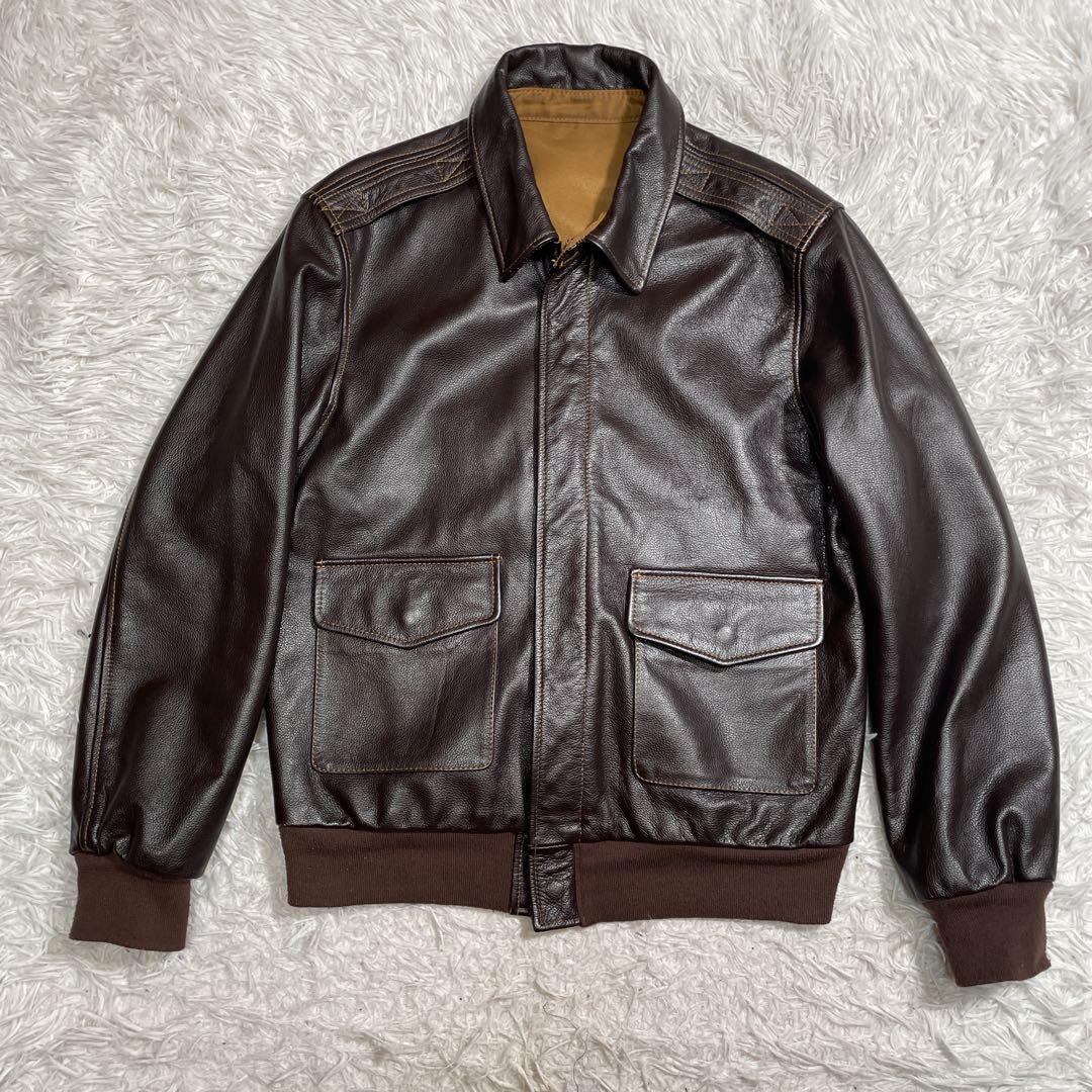 A-2 レザー　フライトジャケット　ブラウン　茶色　XL相当