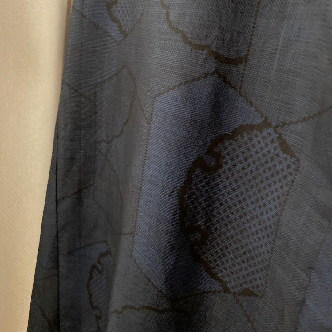 大島紬着物リメイク前開きワンピース フリーサイズ　ポケット有り