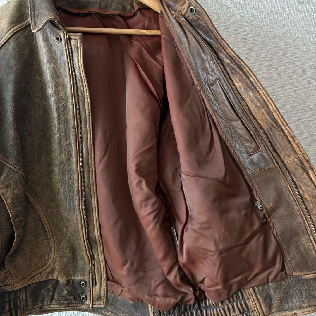 80's ヴィンテージ レザー ボンバージャケット ブラウン A-2 G-1