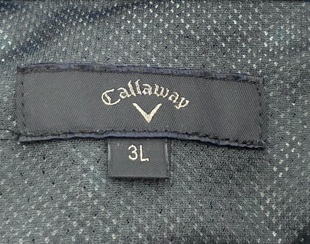 【ゆったりサイズ✨】美品 キャロウェイ 半袖ポロシャツ 3L ネイビー 総柄 紺