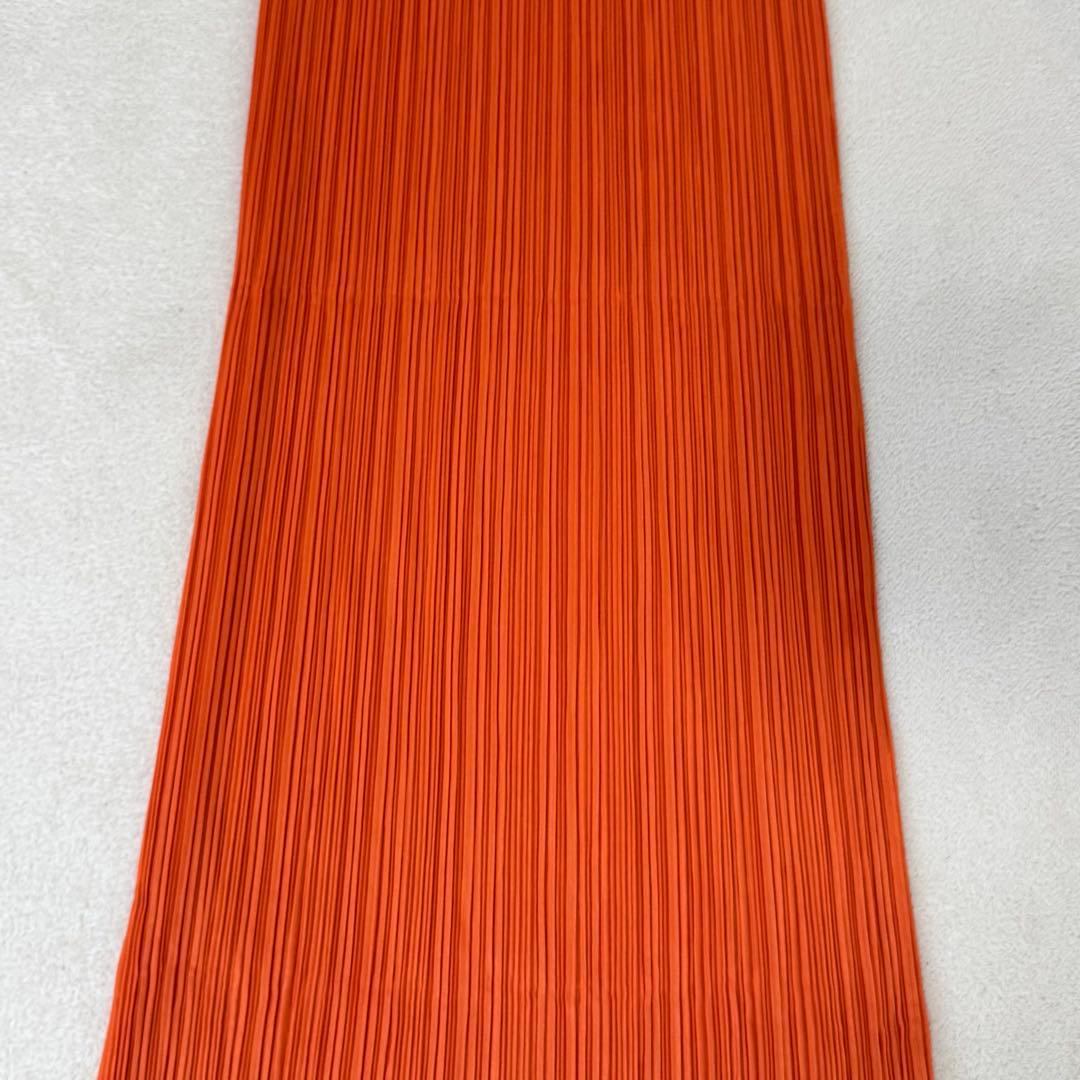 美品✨PLEATS PLEASE プリーツ　ロングワンピース　オレンジ　スリット