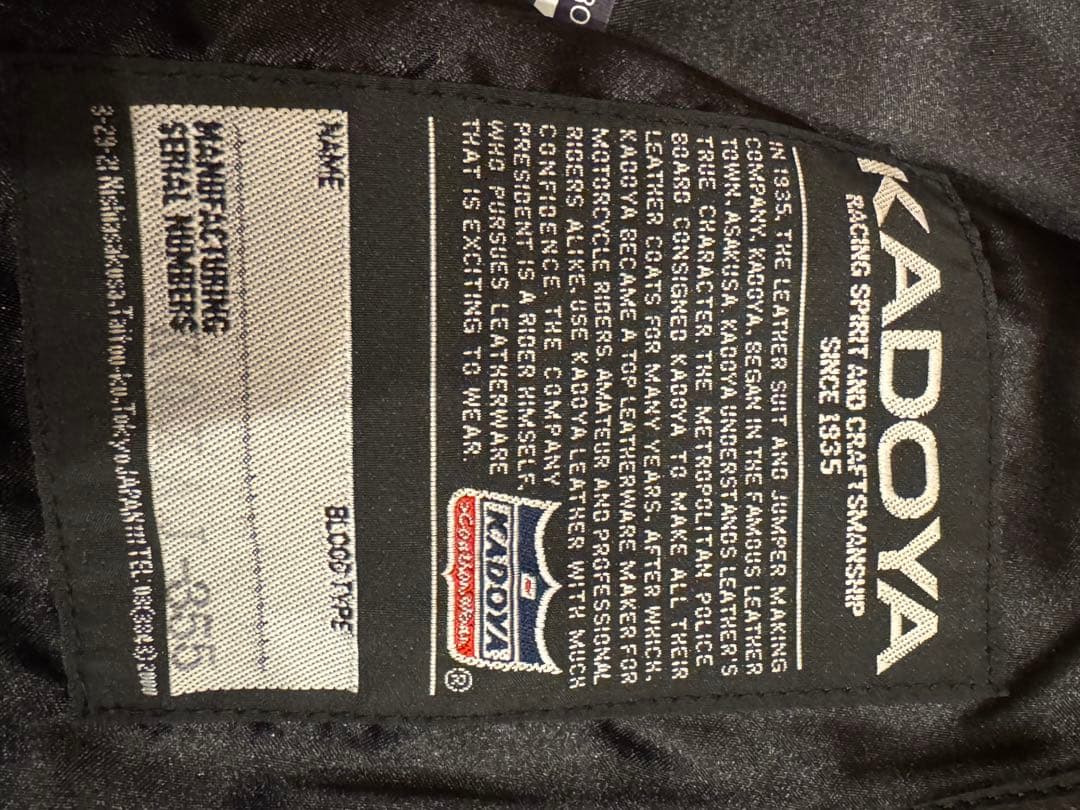 KADOYA カドヤ CHW-JP 牛革 シングルライダースジャケット LL