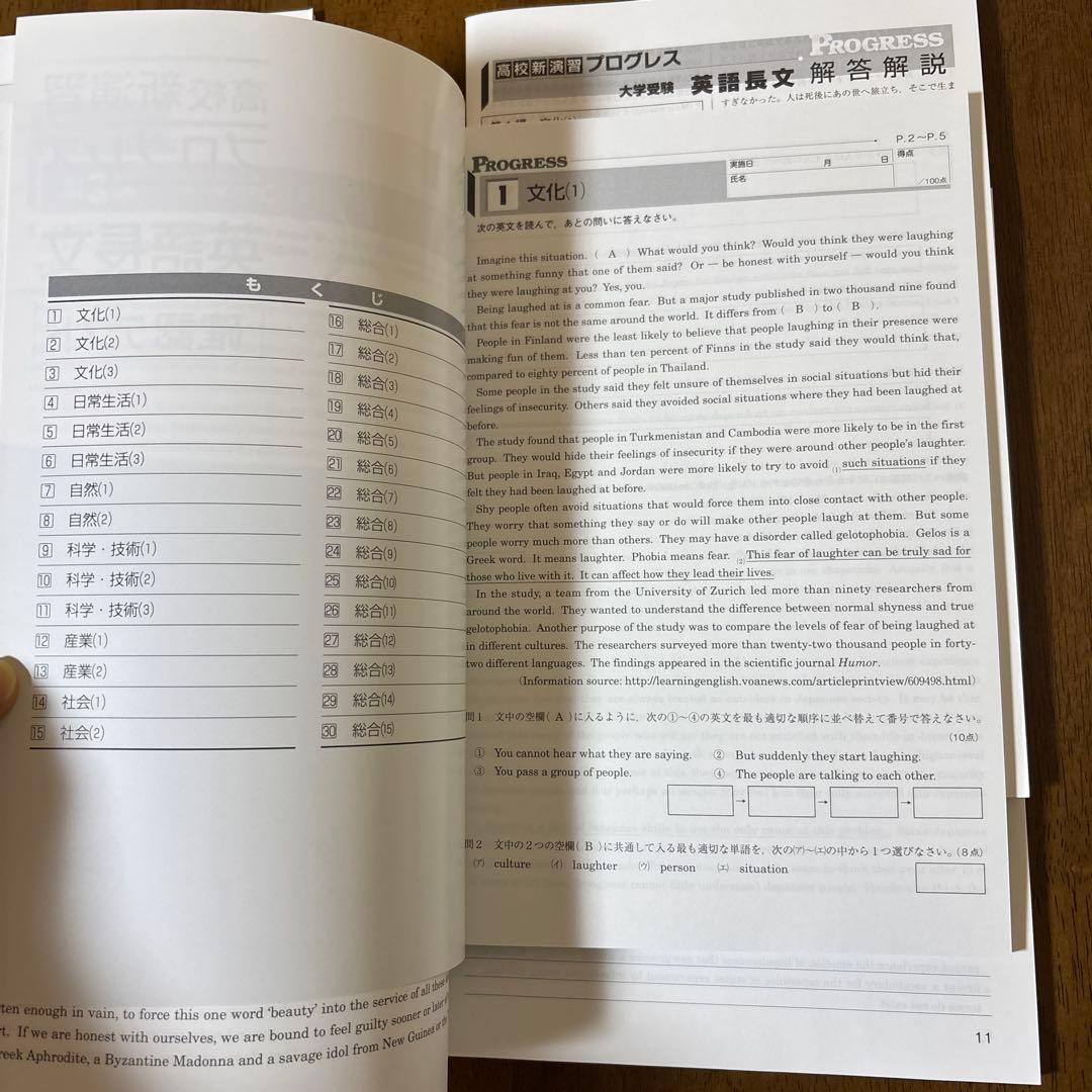 新演習 新品未使用品 高校 プログレス 英語長文I 英文法 構文