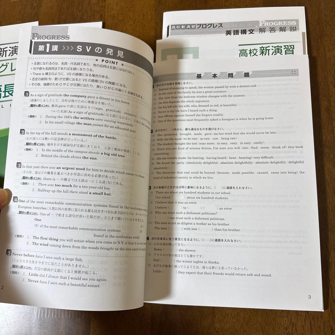 新演習 新品未使用品 高校 プログレス 英語長文I 英文法 構文