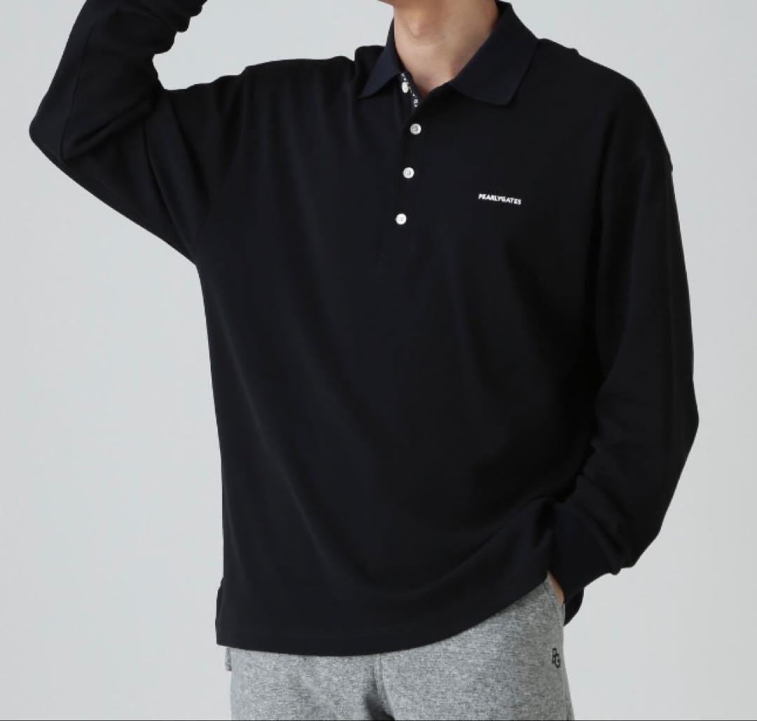 新品 パーリーゲイツ TOUGH TWISTスムース長袖ポロシャツ(4)M/濃紺