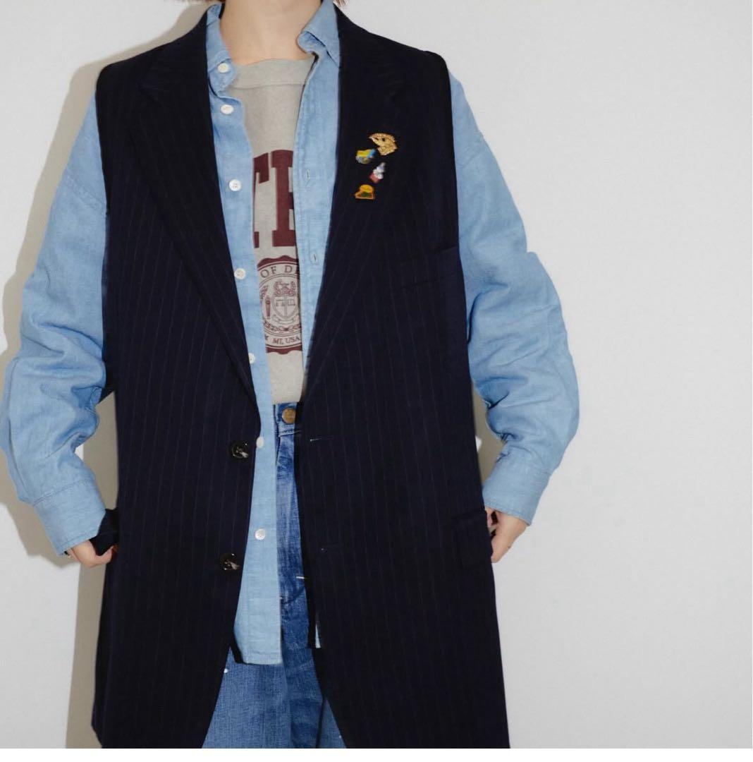 sunny side up フレームワーク別注テーラードベスト　ピンバッジ付き