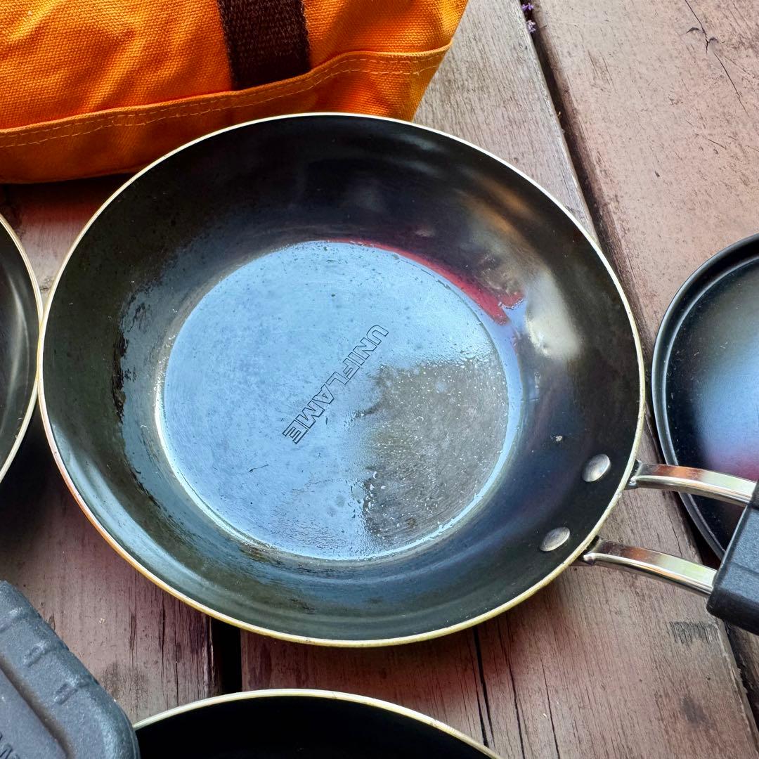 【UNIFLAME】ユニフレーム ちびパンセット リッド.グリップ.収納袋付き