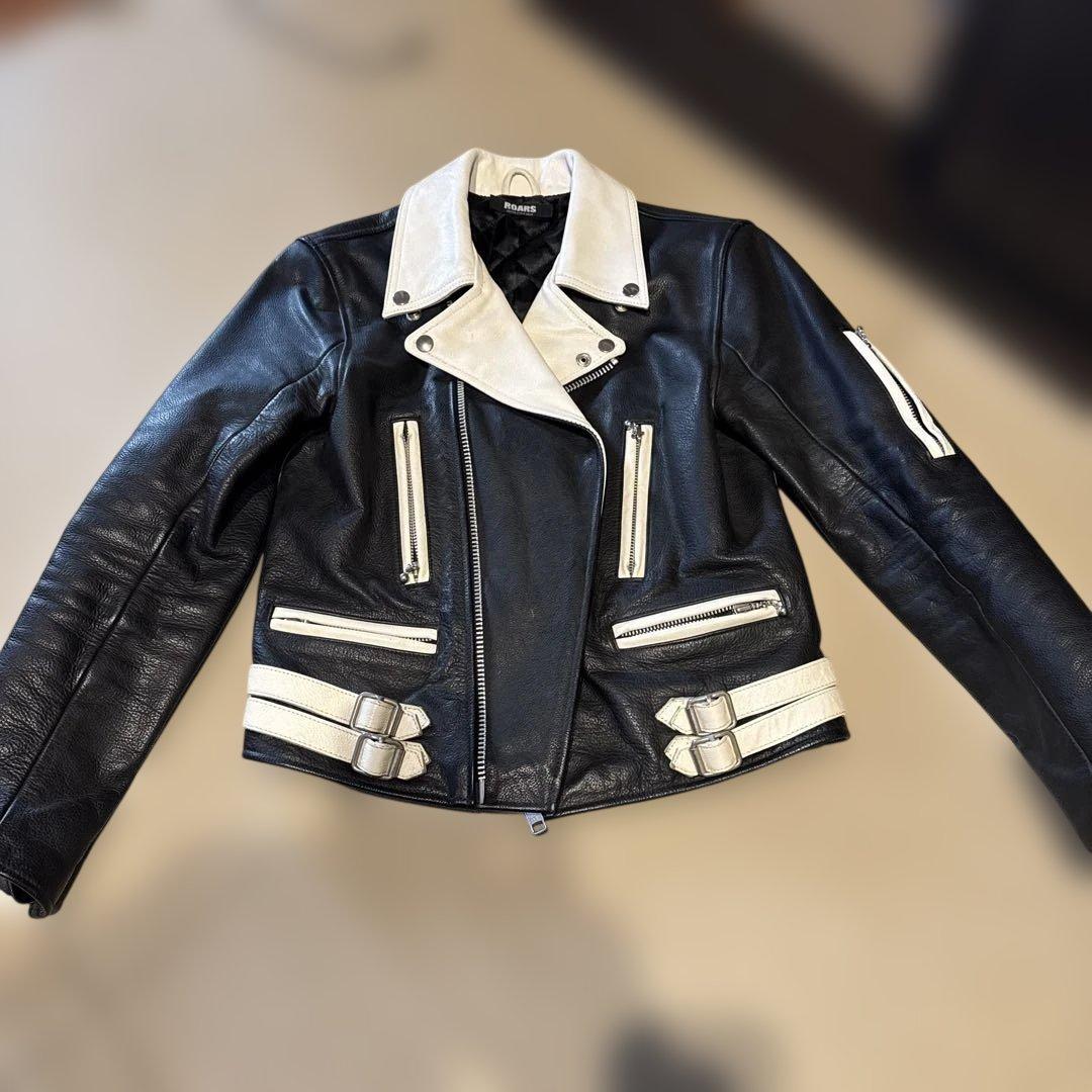 ROARS ダブルライダースジャケット 黒/白